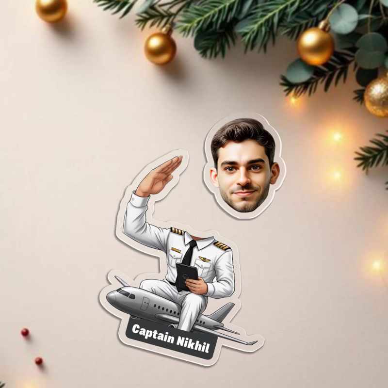 Personalized Pilot Caricature with Shaking Head Feature, Gift for Travelers, Pilots & Airplane Lovers Funny Gift for Brother & Friends Battery Powered Moving Head